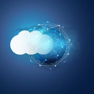 Futuristic Cloud Computing Design Concept - Digital Connections, Technology.. Stock Illustration