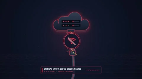 Futuristic Cloud Computing Network with Data Synchronization and Error Warnin Stockbeeldmateriaal 347989515