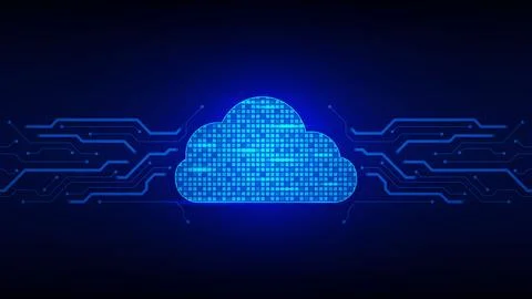 Futuristic cloud computing technology system with circuit board Illustrazione stock