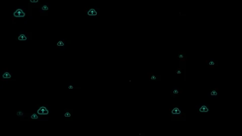 Futuristic Cloud Icons on Modern Digital Black Background with Minimalistic.. Stock Footage 344510572