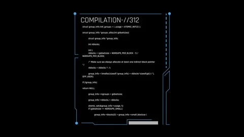 Futuristic Code Compilation Interface With Source Code Processing Vidéo 341356028