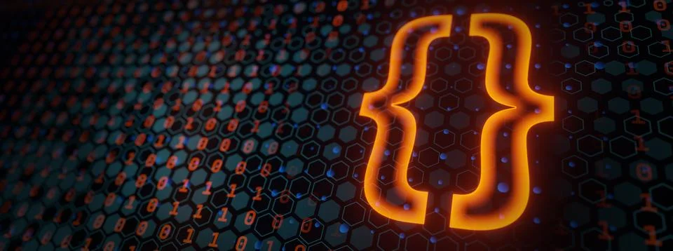 Futuristic coding bracket software development cloud computing concept banner イラスト素材