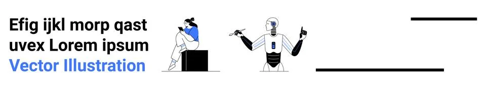 Futuristic Collaboration Between Scientist and Robot in Research Lab Setting Stock Illustration
