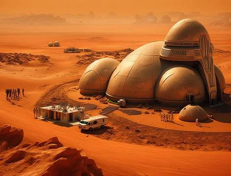 A Futuristic Colony on Mars Stock Illustration