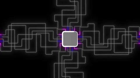 Futuristic Colorful Circuit Network with Glowing Digital Data Connections Black Stock Footage 345687835