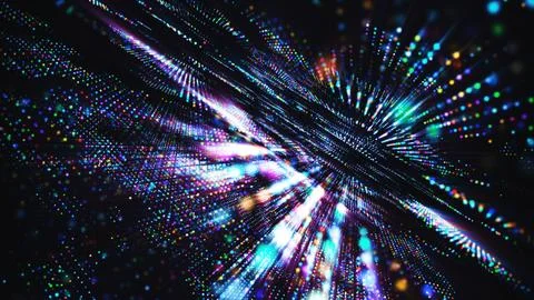 Futuristic Colorful Cyber Data Stream Particle Background 스톡 일러스트