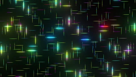 Futuristic Colorful Neon Light Matrix with Glowing Digital Particles Animation Video stock 342527017