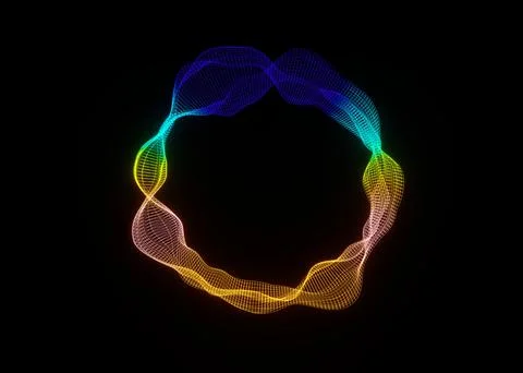 Futuristic colorful sphere of lines. Network connection big data. Abstract te Stock Illustration