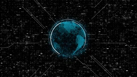 Futuristic colors sci-fi sphere in space. Cybersecurity digital technology Stock Footage 333793199