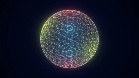 Futuristic colors sphere of particles and lines. Network connection big data. Stock Footage 257309770