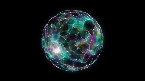 Futuristic colors sphere of particles and lines. Network connection big data. Stock Footage 306537203