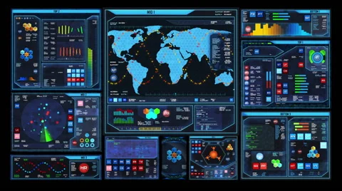 Futuristic command center interface (loop ready) Stock Footage