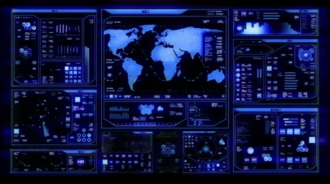 Futuristic command center interface (loop ready) Stock Footage 52327983