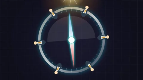Futuristic Compass Navigates Digital Grid: Technology, Direction, and Innov.. Stock Footage 346661991
