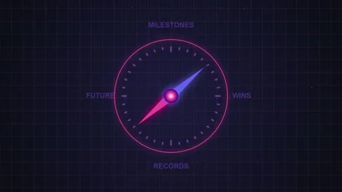 Futuristic Compass Navigating Milestones, Wins, Records, and Future Goals Stock Footage 348572385