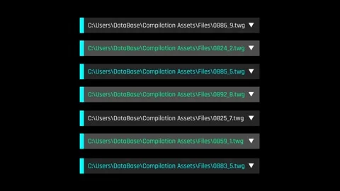 Futuristic Compilation Asset Browser With File Paths And Directory List Stock Footage 344960970
