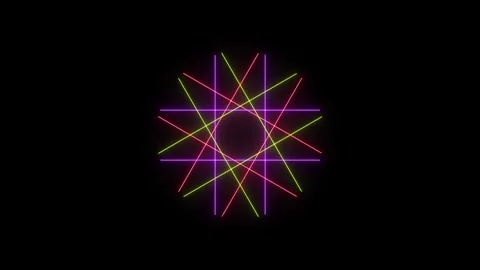 Futuristic complex neon color star-shaped symmetry with electric flicker. 4k Stock Footage 337897215