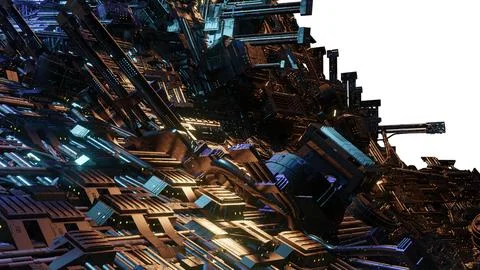 Futuristic complex structure, high-tech industrial design Stock Illustration