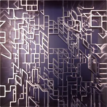 Futuristic composition of metallic rounded shapes. 3D rendering illustration Illustrazione stock
