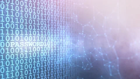 Futuristic computer binary code with password animation Vídeos de archivo 144426830