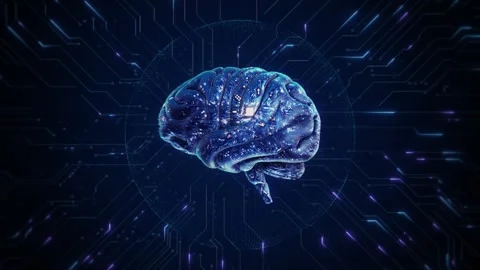 Futuristic Computer chip. AI innovation circuit of big data and artificial intel Stock Footage 311877291