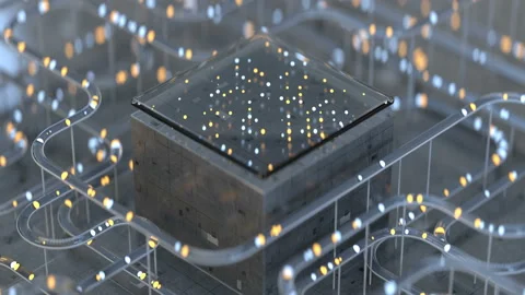 Futuristic computer code processing seamless loop 3D render animation Stock Footage