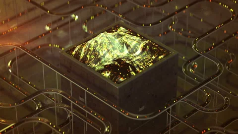 Futuristic computer code processing seamless loop 3D render animation Stock Footage 157784316