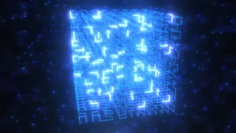 Futuristic Computer Digital Data Flow Cyberspace Connection Matrix Stock Footage 133423694