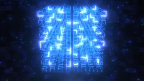 Futuristic Computer Digital Data Flow Cyberspace Connection Matrix Stock Illustration
