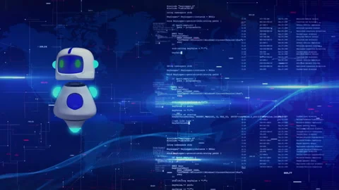 Futuristic computer engineer programmer AI chatbot background concept Stock Footage 237362384