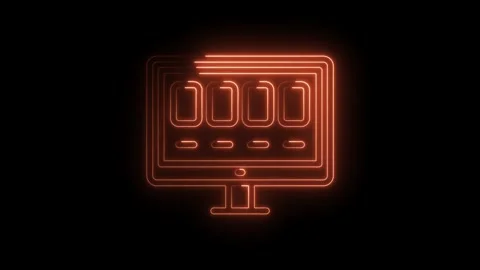 Futuristic computer interface neon glow effect animation on black background for Stock Footage 330770328