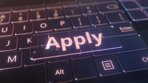 Futuristic computer keyboard and transparent apply key. Conceptual 3D animation Stock Footage 120248550