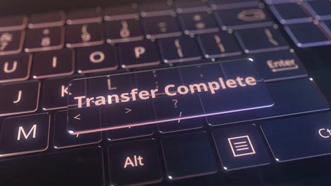 Futuristic computer keyboard and transparent transfer complete plate. Conceptual Stock Footage 120624404
