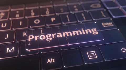Futuristic computer keyboard and transparent programming plate. Conceptual 3D Stock Footage 120625066