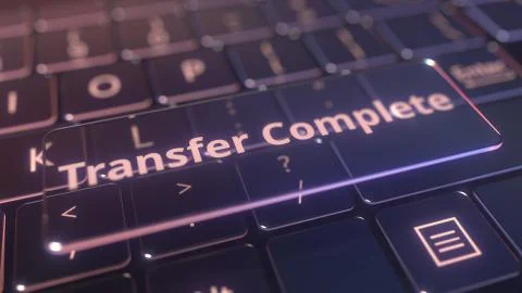 Futuristic computer keyboard and transparent transfer complete plate. Conceptual Stock Illustration