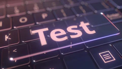 Futuristic computer keyboard and transparent test key. Conceptual 3D rendering Stock Illustration