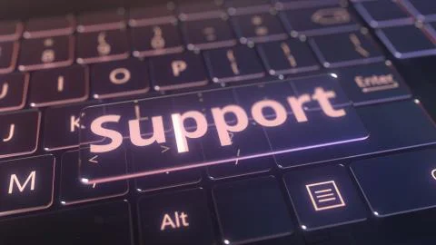 Futuristic computer keyboard and transparent support key. Conceptual 3D Stock Illustration