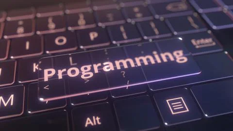 Futuristic computer keyboard and transparent programming plate. Conceptual 3D 스톡 일러스트