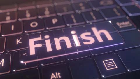 Futuristic computer keyboard and transparent finish key. Conceptual 3D rendering Stock Illustration