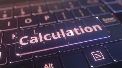 Futuristic computer keyboard and transparent calculation key. Conceptual 3D 스톡 일러스트