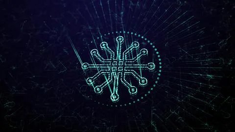 Futuristic computer network background with glowing matrix code for digital and Stock Illustration