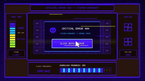 Futuristic Computer Overclocking and System Repair Process with Digital Int.. Stock Footage 347922808