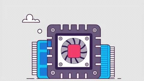 Futuristic computer processor. Animation of a computer processor. Cartoon Stock Footage 320214699