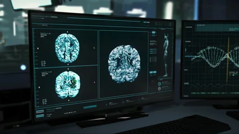 Futuristic computer scan detects dangero... | Stock Video | Pond5