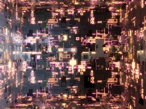 Futuristic computer surface environment studio 3d render illustration Stock Illustration