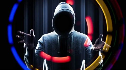 Futuristic computer worker, hacker cyber attack Stock Footage 42636119