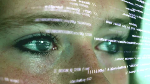 Futuristic computer worker women with code 1 動画素材 39041035