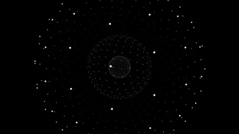 Futuristic Concentric Particle Sphere Core with Orbital Data Nodes Loop Stock Footage 342300371
