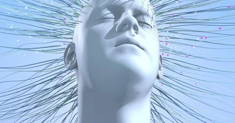 Futuristic concept of artificial brain with glowing network lines. Stock Footage 318614369