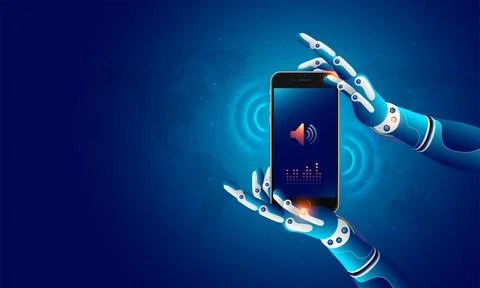 Futuristic concept for artificial intelligence and virtual world. Robotic h.. Illustrazione stock